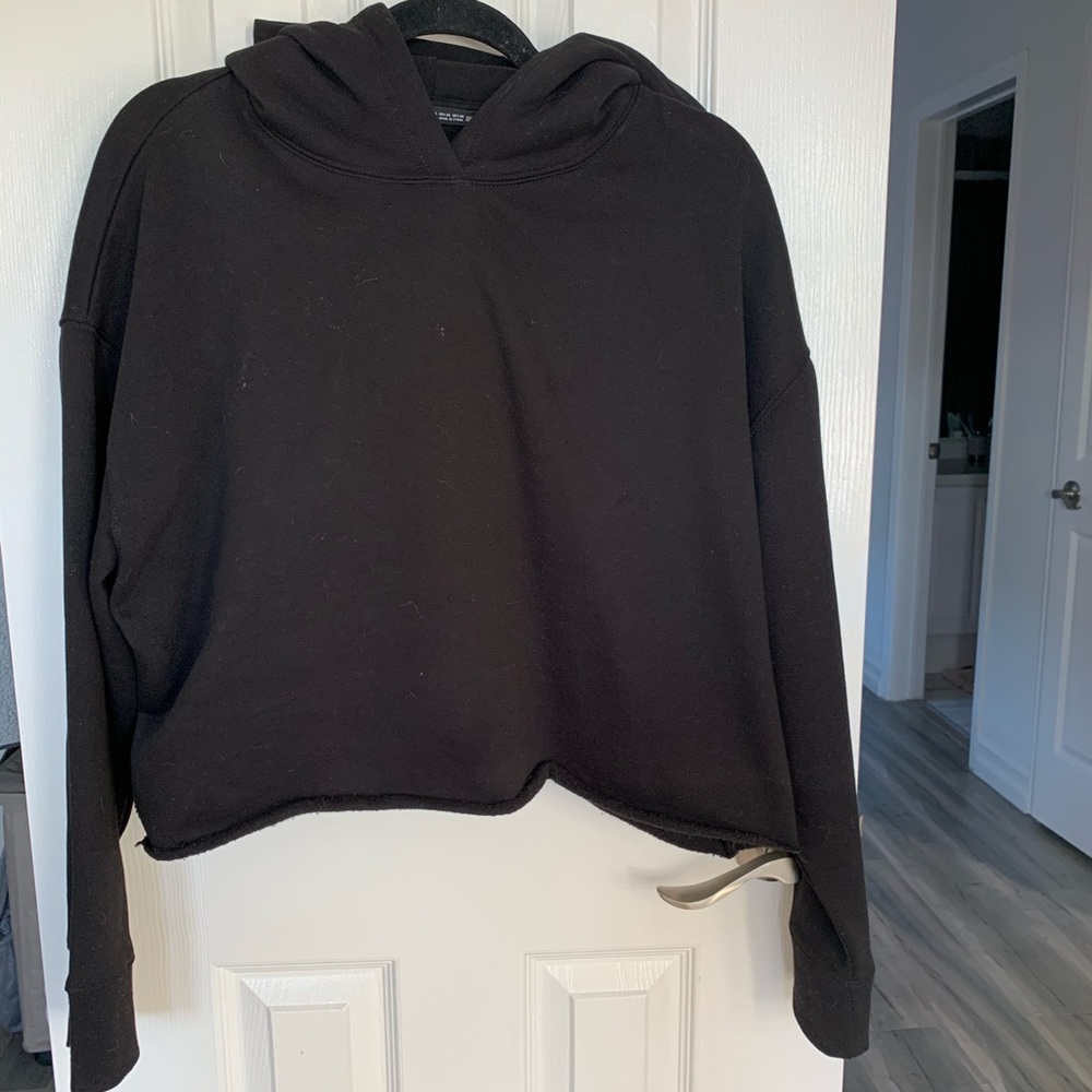 Zara cropped black hoodie